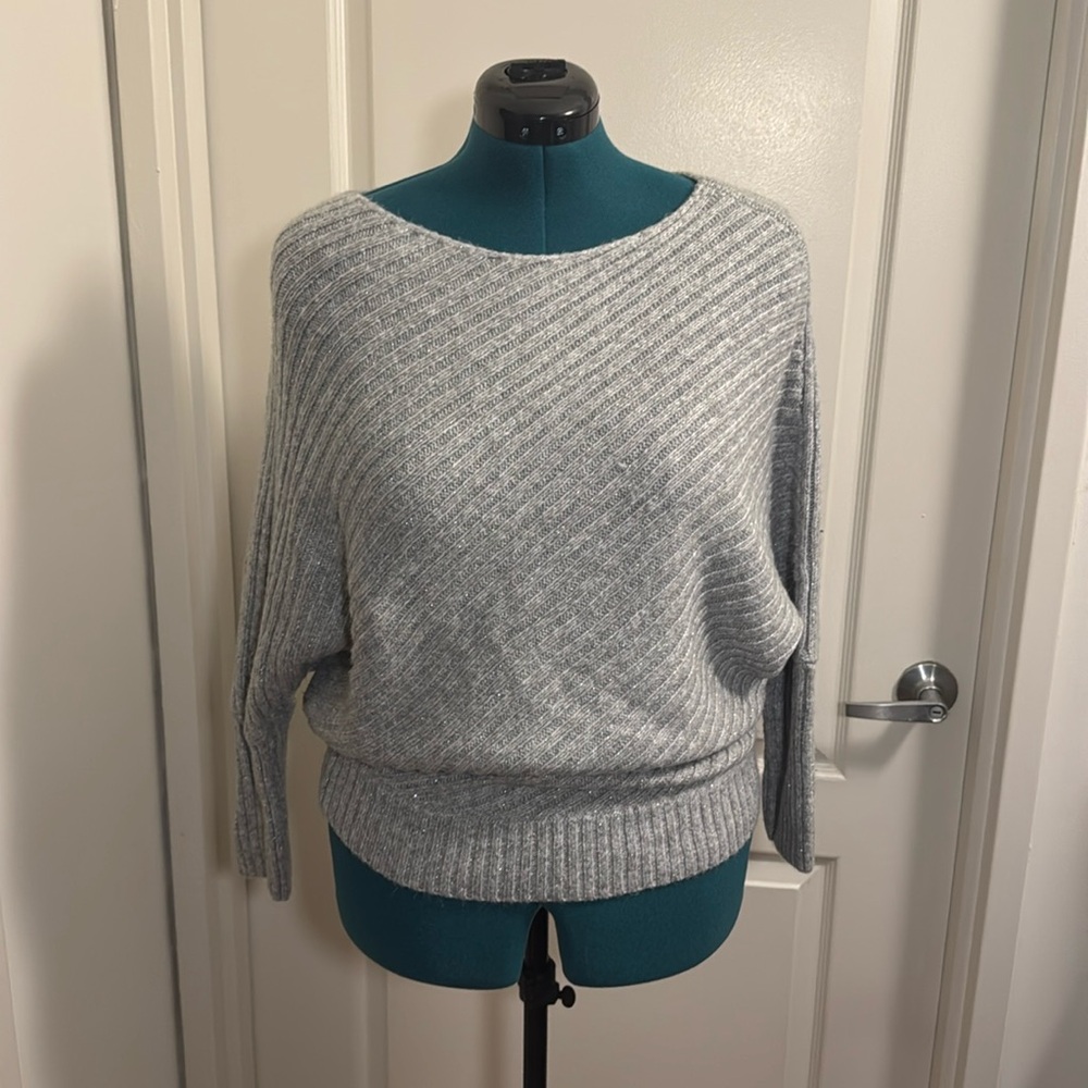 Jennifer Lopez for Kohl’s Off-Shoulder Grey Sparkly Sweater - Size L